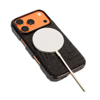 Étui de luxe en cuir véritable d'alligator Croco Dile de qualité supérieure pour iPhone 18 17 Pro avec doublure en fibre de carbone