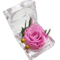 Kotak Cincin Akrilik Transparan Bunga Mawar Awet Model 16 Buatan Cina 520 Hadiah Hari Valentine untuk Pacar Grosir