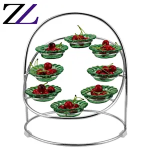 Lampara de calor cocina multi layer round cupcake glass bowls wire stainless steel afternoon tea cake platter food display rack