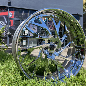 Rines de Aleación Forjados de Lujo Personalizados SJ de 2 Piezas, 22, 24, 26, 28 Pulgadas, Color Dorado Cromado, para Camioneta Chevy C10, Cutlass, Impala, Monte Carlo - Product Image 6