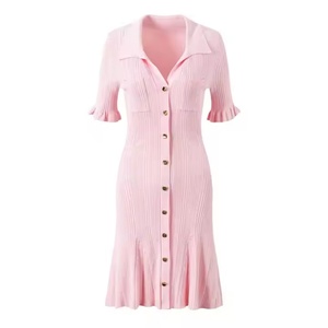 Elegante Vestido de Verano para Mujer, Estilo Bodycon Midi Plisado con Aberturas y Volantes, Ideal para Fiestas Casuales - Product Image 4