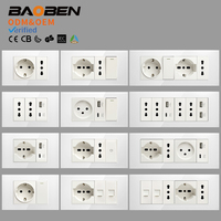 Prise murale intelligente BAOBEN EU - Charge rapide Type C, panneau d'interrupteurs modulaire blanc pour la maison/le bureau
