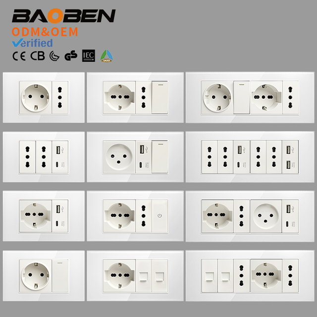 BAOBEN Smart EU Wall Socket - Type C Fast Charge, White Modular Switch Panel ForHome/Office