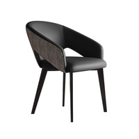Chaise de salle à manger italienne minimaliste avec dossier en acier, rembourrée, personnalisable, haut de gamme, salon, hôtel, restaurant, usage commercial