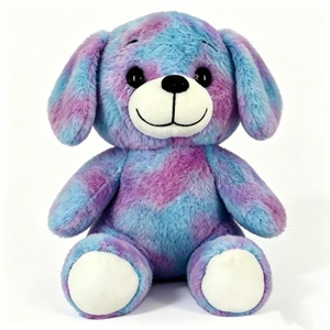 Customized Tie-dye dog plush toy, blue purple puppy stuffed animal, fluffy sitting dog plush, cute big-eyed puppy plushie - Product Image 1