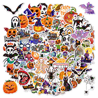 100 Pegatinas de Halloween con Diseño de Calabaza, Fantasma, Bruja y Murciélago, Holográficas, Brillantes, Decoración para Maletas y Fiestas, Resistentes al Agua, para Niños