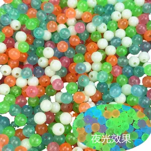 CRAFT colorful luminous round bead loose fishing gear string hook resin jewelry accessories Necklace s fluorescent plastic