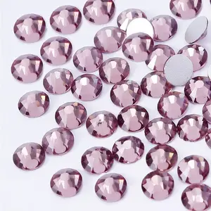 Wholesale ss3 ss4 ss5 ss6 ss8 ss10 ss12 ss16 ss20 ss30 Light Purple Glass Non Totfix Rhinestones Bulk Flatback Crystal Stone