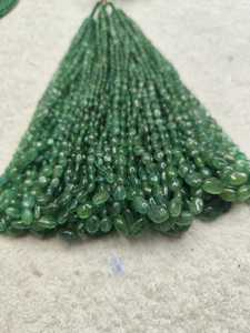 Chaîne de perles ovales vertes en pierre naturelle, perles de pierres précieuses en vrac pour la fabrication de bijoux KD GEMS & JEWELLERY India - Product Image 1