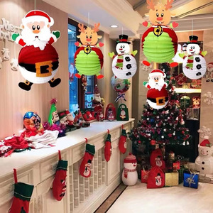 Adornos de papel con diseño de Papá Noel y muñeco de nieve, decoraciones navideñas para escaparates, estilo de dibujos animados, artesanía. - Product Image 1