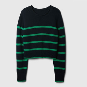 Thiết Kế Sọc In Cơ Bản Áo Len Phụ Nữ Giản Dị Dệt Kim Jumper Dệt Kim Áo - Product Image 2