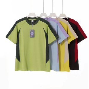 240 Gramos 7A Antimicrobial Cool-Tech Camiseta de cuello redondo con paneles de algodón de secado rápido-Top informal de manga corta de dos tonos para hombres - Product Image 1