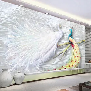 KOMNNI на заказ любой размер 3D настенная роспись обои Павлин Большой Настенная живопись гостиная спальня обои домашний декор современное искусство