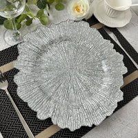 Assiettes de présentation dorées 13 pouces en plastique motif récif pour mariage, assiettes de service dorées pour événements de Noël et décoration de table