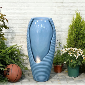 <span class=keywords><strong>Fontaine</strong></span> d'extérieur autoportante bleue antique en forme de pot avec lumières pour patio, jardin et décoration paysagère – Vente en gros - Product Image 3