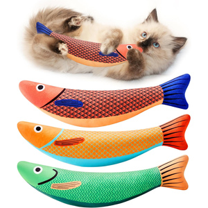Fashion Small Fish Shape Catnip Filled <b>Interactive</b> Chewing <b>Cat</b> Kicker <b>Toy</b> with Satin & Plush Material - Product Image 1