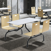 Moderne Restaurantmöbel Esstisch und 4 Stühle Set mit Marmorplatte Metallrahmen Wasserdicht & Langlebig