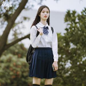 Japanese Style Jk Uniform White Shirt And <b>Navy</b> Skirt Set For High School Students Summer Wear - Product Image 2