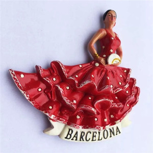 Polyresin/resina imán bailarina de Flamenco <span class=keywords><strong>Barcelona</strong></span> España resina 3d fuerte imán de nevera de recuerdo turística regalo chino - Product Image 2