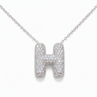 Pendentif Lettre Kirin en Gros, Plaqué Rhodium, Argent Sterling 925, Unisexe, Mode, Lettre Bulle en Zircon Cubique, Style Gothique, Personnalisable