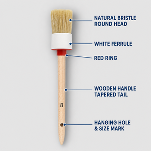 Ensemble de pinceaux à poils naturels ronds, 6 tailles, manche en bois, trou de suspension, pochoir de marquage, <span class=keywords><strong>pinceau</strong></span> de détail pour cirage et <span class=keywords><strong>peinture</strong></span> - Product Image 4