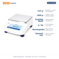 Balance de laboratoire JINGFEI JA20002 2000g x 0.01g, balance de comptage rechargeable, fournisseur d'usine OEM