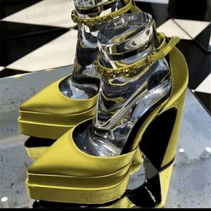 Sandales en soie à plateforme tendance, chaussures pointues confortables, talons compensés pour femmes - Product Image 2