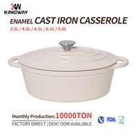 Casserole ovale en fonte émaillée blanche avec couvercle, prix d'usine, logo personnalisé, ustensiles de cuisine
