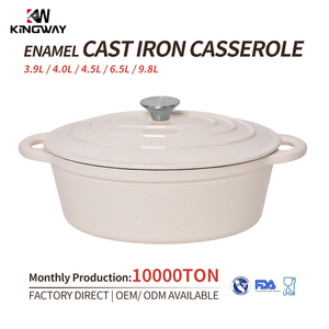 Casserole ovale en <span class=keywords><strong>fonte</strong></span> émaillée blanche avec couvercle, <span class=keywords><strong>prix</strong></span> d'usine, logo personnalisé, ustensiles de cuisine - Product Image 1
