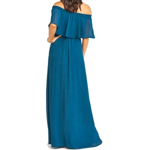 Abiti da <span class=keywords><strong>damigella</strong></span> d'onore lunghi in chiffon <span class=keywords><strong>verde</strong></span> menta con scollo a v e spalle scoperte 2022 - Product Image 5