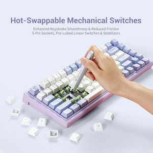 PBT keycap USB Tipe C berkabel ergonomis Linear merah tombol Desktop Laptop mekanik PC game Tablet Keyboard - Product Image 3
