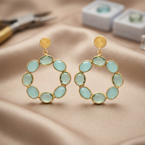 Boucles d'oreilles pendantes classiques en laiton faites à la main avec pierres précieuses Onyx, cadeau unisexe, mode - Product Image 3