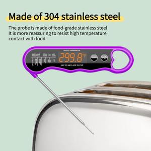 Termômetro Digital Recarregável para Churrasco com Leitura Instantânea, Grande Display LCD, Construção em Metal, IPX6 à Prova d'Água, Aço Inoxidável para Carnes - Product Image 4