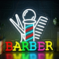 Enseigne néon LED pour barbier, décor mural, éclairage pour salon, lumière néon réglable pour barbier, cadeau pour les passionnés de barbier