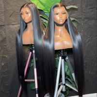 Perruque en cheveux indiens bruts lisses et longs de 40 pouces 13x6 Full Glueless HD pour Lace Frontal 100% Virgin Hair du vendeur non traité