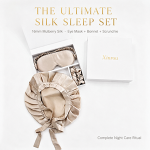 Ensemble de soins capillaires de luxe 3-en-1 en soie de mûrier 100% : Bonnet de nuit, Masque pour les yeux et Chouchou – Idéal pour le sommeil, les voyages, l'hôtel et comme cadeau - Product Image 2