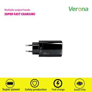 Bloc de charge rapide Verona 65W GaN avec deux ports USB-C, protection OTP/OCP ignifuge pour téléphone portable et ordinateur portable - Product Image 2
