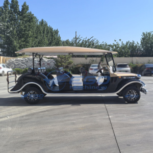 Venta Directa de Fábrica, Vehículo Clásico de 11 Plazas, Auto Eléctrico Retro Antiguo en Venta, Auto Antiguo Clásico Negro y Dorado - Product Image 6