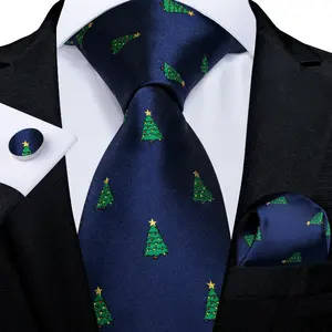 Dibangu — cravate en soie pour hommes, nouveau Design, cravate avec motif floral de noël, boutons de manchette Hanky, ensemble à la mode pour fête d'affaires, collection 2020