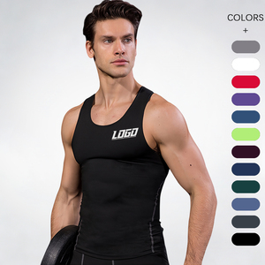 Custom logo Wholesale Breathable Slim Fit Quick Dry Fitness <strong>Men's</strong> Running Sports Sweat Shirt <strong>Compression</strong> Gym <strong>Vest</strong> <strong>for</strong> <strong>Men</strong> - Product Image 1