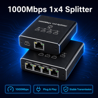 RJ45 Gigabit Ethernet Splitter 1000Mbps Jaringan LAN Internet 1 hingga 4 Adaptor Keluaran Kabel Jaringan Splitter Expander Switch untuk PC