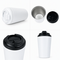 Tasses à café de style urbain 8oz 12oz, en acier inoxydable à double paroi isolé, blanches, avec tapis antidérapant, logo personnalisable