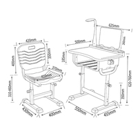 Ensemble table et chaise ergonomique double pour salle de classe, réglable en hauteur, pour étude, lecture et formation des élèves du collège