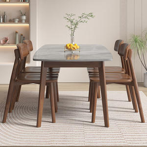Nordic Luxe Moderne Rechthoek Marmer Massief Houten Eettafel Stoel <span class=keywords><strong>Set</strong></span> 4 6 Persoons Japanse Meubels Minimalistische Ontwerpen - Product Image 3