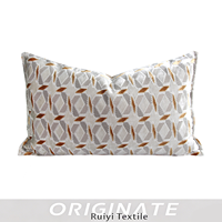 Housse de coussin de canapé lombaire de luxe beige doré en velours à coupe diamant géométrique, avec mémoire de forme, massage, fermeture éclair invisible et antibactérienne