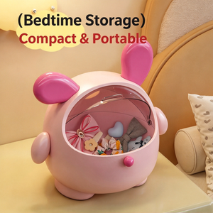 Boîte de rangement de bureau en plastique en forme de lapin de dessin animé avec ouverture large pour pinces à cheveux, barrettes et bibelots - Product Image 4