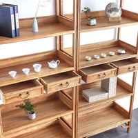 Nouvelle étagère de rangement en bois massif de style chinois moderne, simple, en bois d'orme, bibliothèque verticale pour le salon