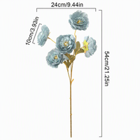 Bunga Sutra Artifisial Shangchu Grosir untuk Pernikahan, Buket Bunga Peony Artifisial 5 Kepala untuk Seni Floral Dekoratif