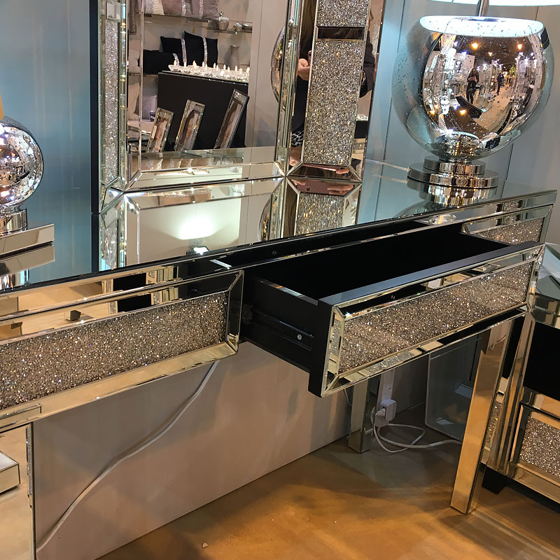 Wholesale Silver Glam Mirror Dressing Table with 1 Drawer - Modern Design  for Home & Hotel - Perfect Vanity Solution