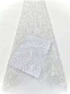 Nuovo disegno ricamato tessuto francese maglia pizzo paillettes pizzo abito da sposa abito da sposa - Product Image 5